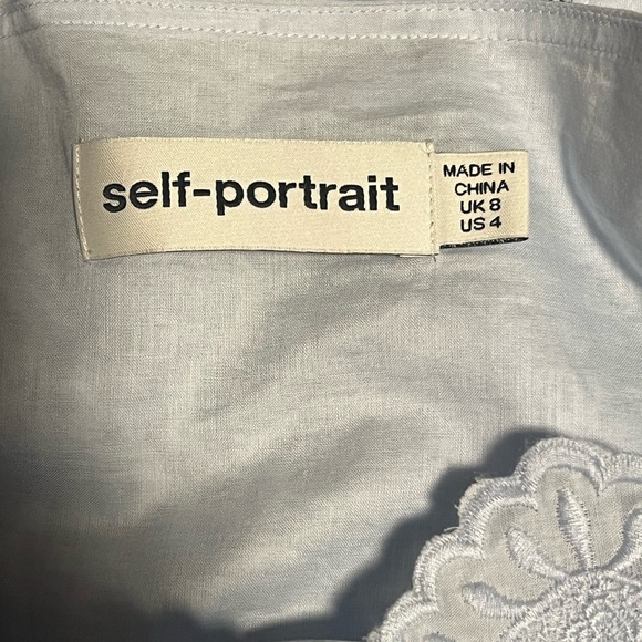 SELF-PORTRAIT 
Broderie Anglaise Cotton Midi Dress - Blue size 4 - Picture 10 of 12